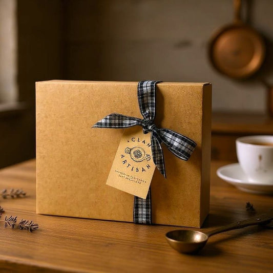 Kraft Gift Box With Tartan Ribbon