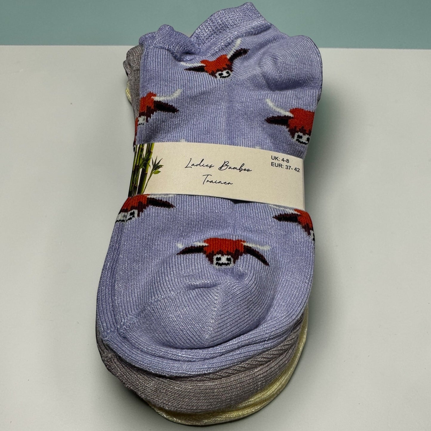 Bamboo Highland Cow Trainer Socks – 3 Pack