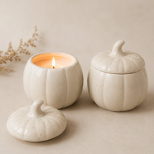 Handpoured Ceramic Pumpkin Candle