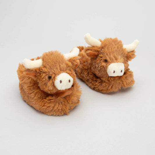 Jomanda Highland Cow Plush Baby Slippers