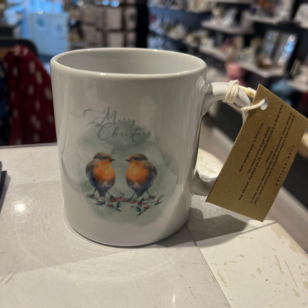 Clan Artisan Designed & Handprinted Christmas Ceramic Mugs 10oz