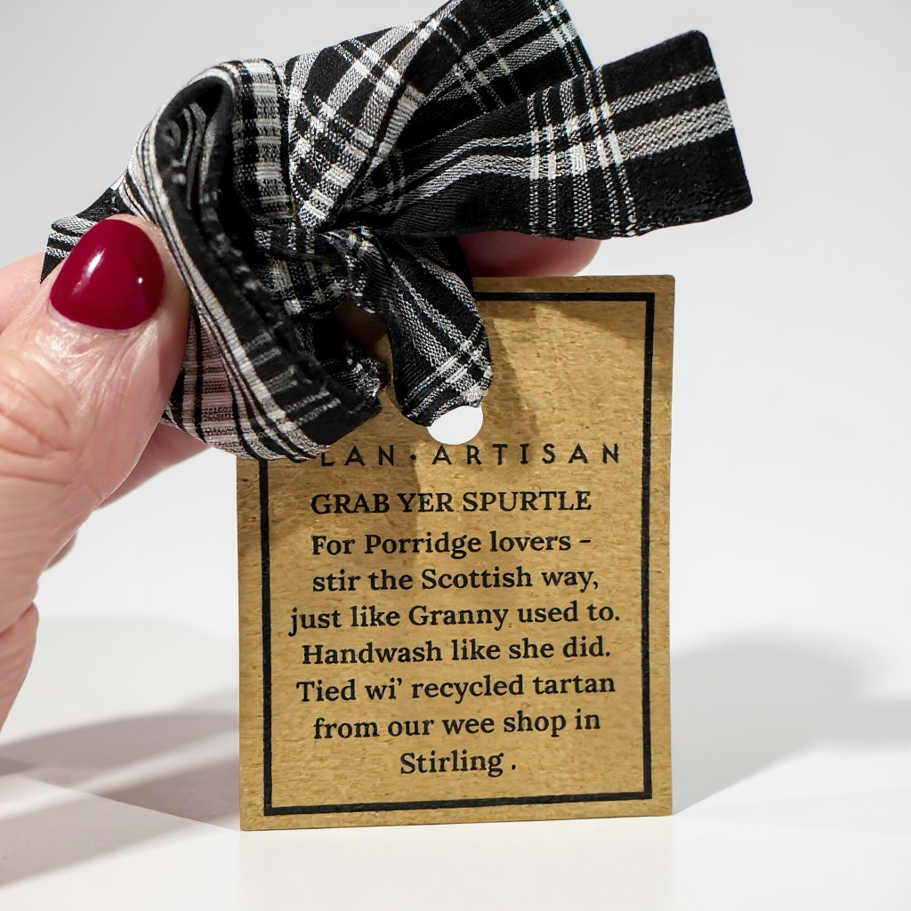 Wooden Spurtle With Tartan Ribbon 28cm