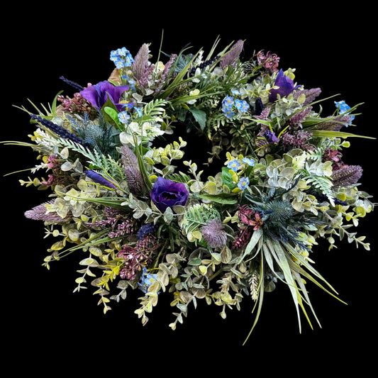 Faux Thistle Wreath - Artificial Flowers