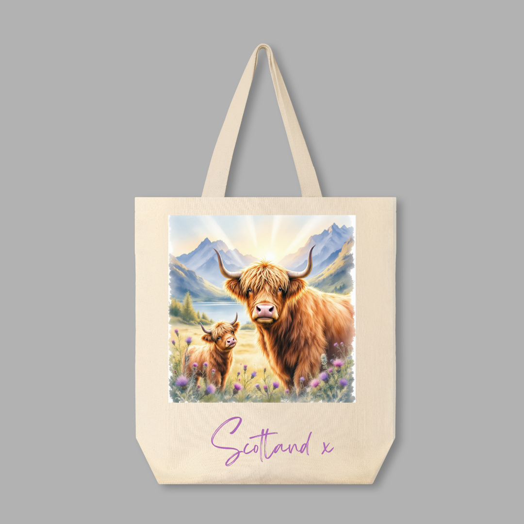 Clan Artisan Highland Cow Shopping Bags