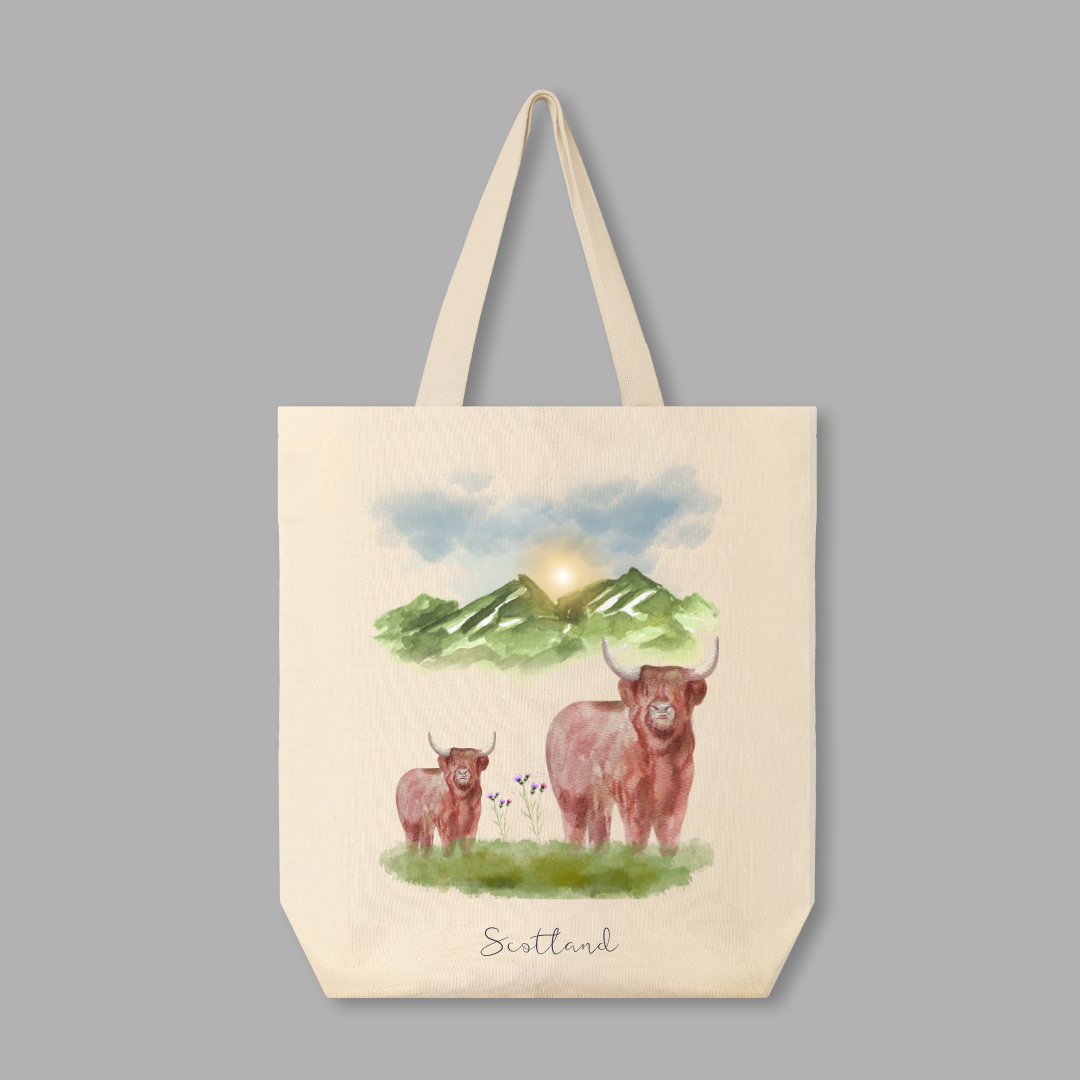 Clan Artisan Highland Cow Shopping Bags