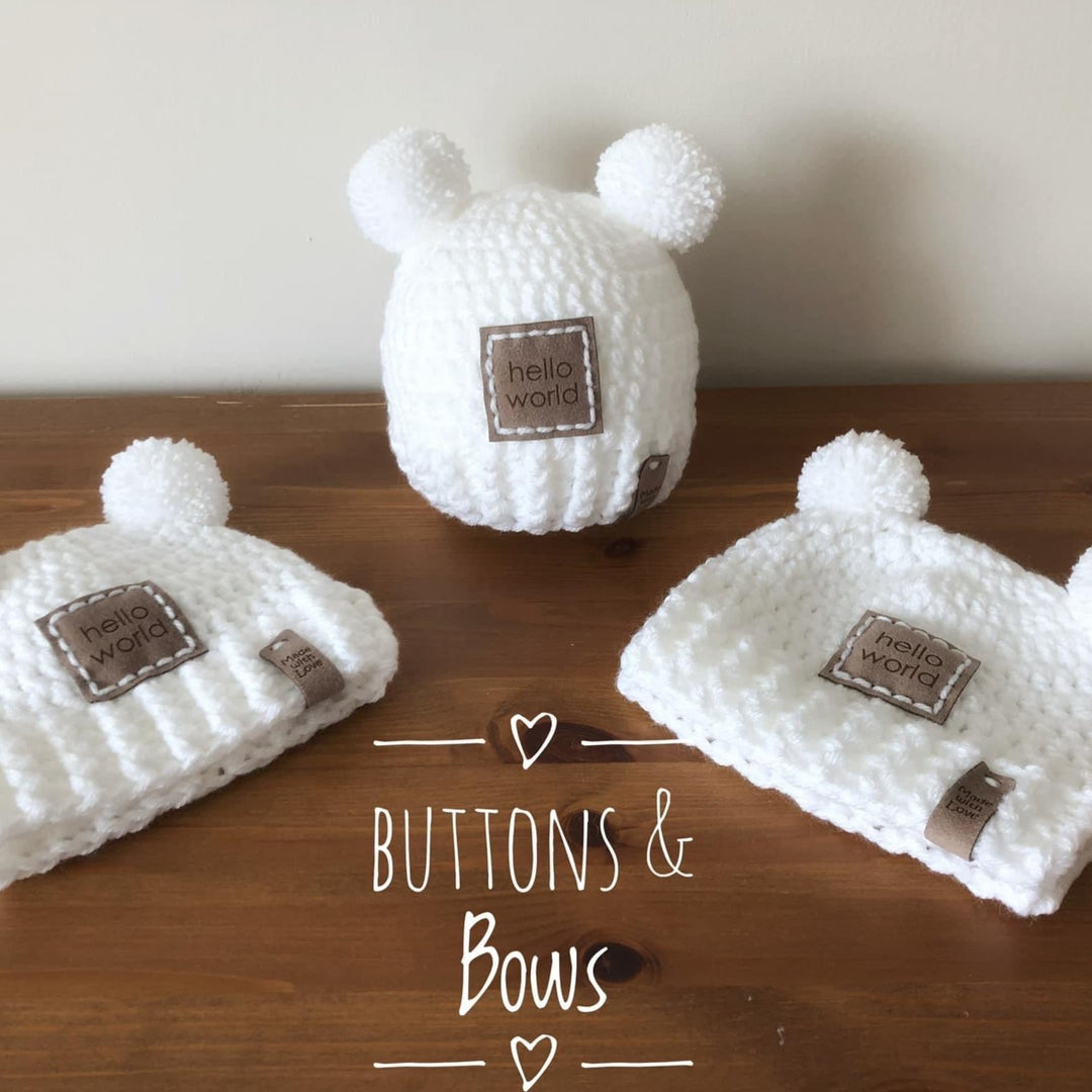 Buttons & Bows Baby PomPom Hats