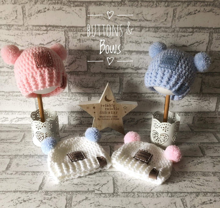Buttons & Bows Baby Pom Pom Hats