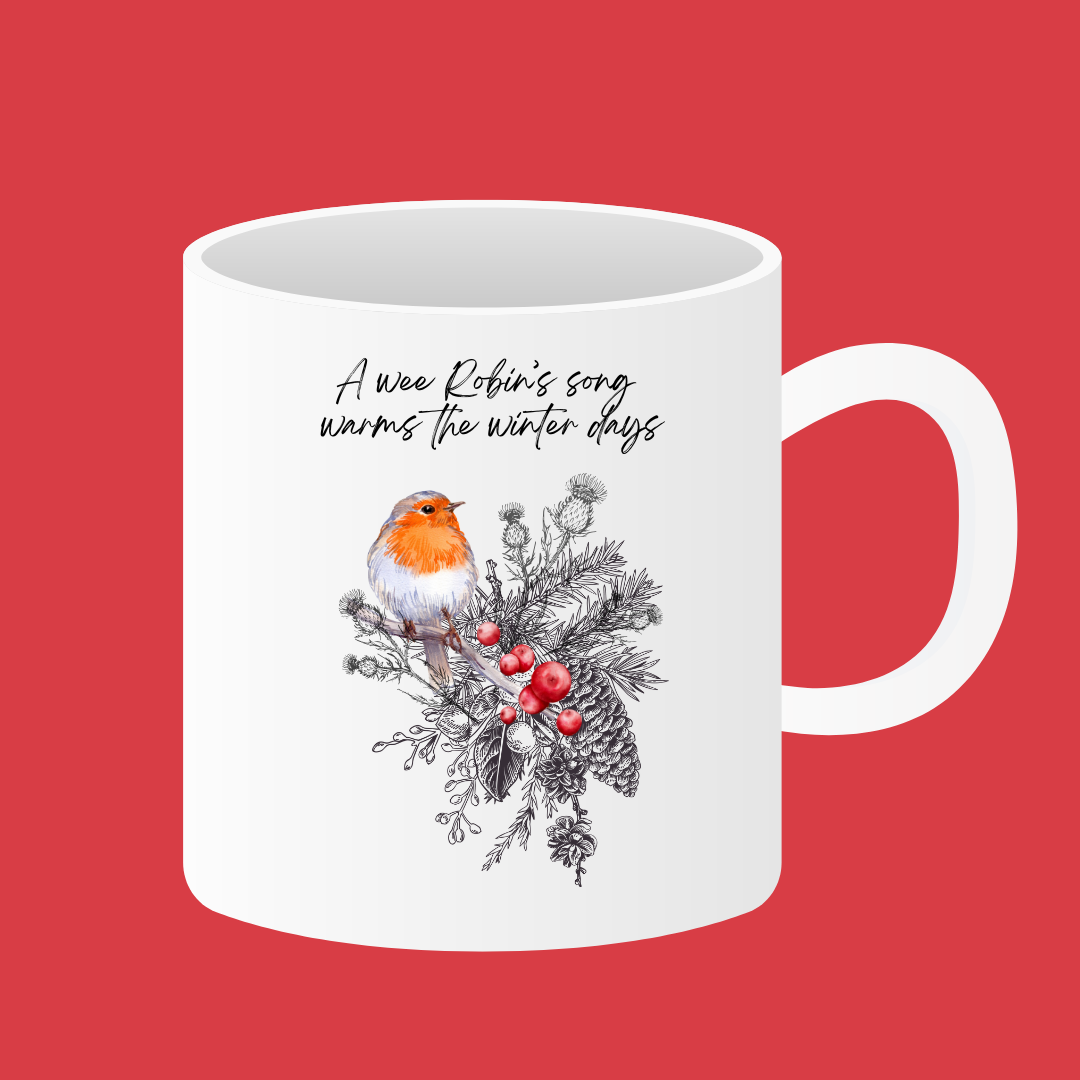 Clan Artisan Designed & Handprinted Christmas Ceramic Mugs 10oz